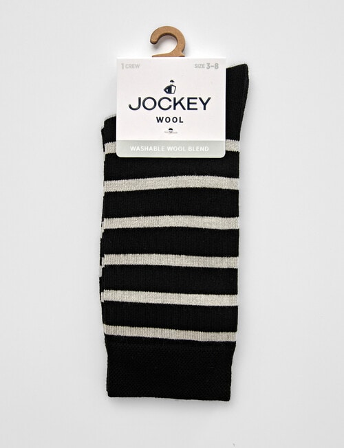 Jockey Woman Wool Blend Crew Socks, Black Stripe, 3-8 product photo View 02 L