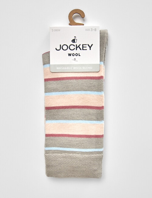 Jockey Woman Wool Blend Crew Socks, Grey Stripe, 3-8 product photo View 02 L