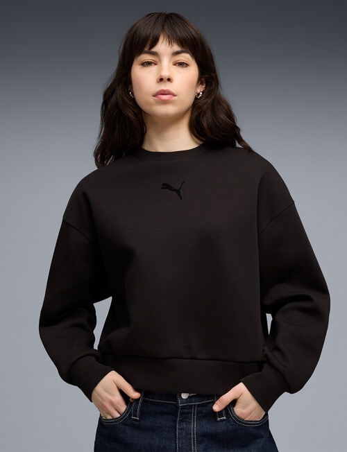 Puma Essential Elevated Oversized Logo Crew Sweatshirt, Black product photo