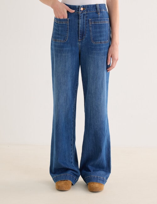Denim Republic Patch Pocket Stretch Jeans, Deep Atlantic product photo