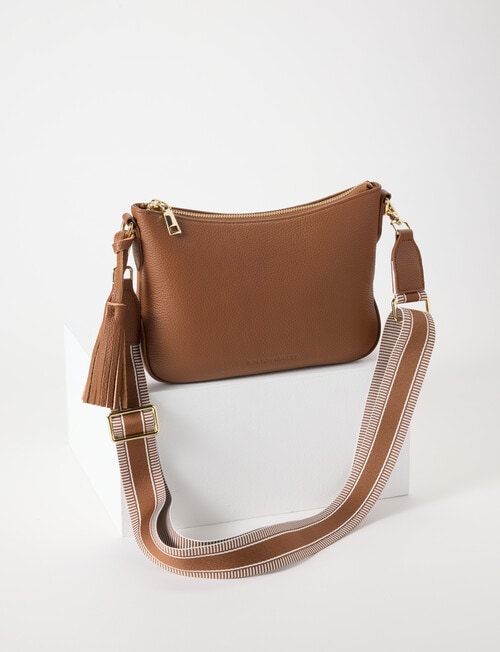 Boston + Bailey Leather Tassel Crossbody Bag, Natural product photo
