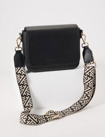 Boston + Bailey Leather Flap Crossbody Bag, Black product photo