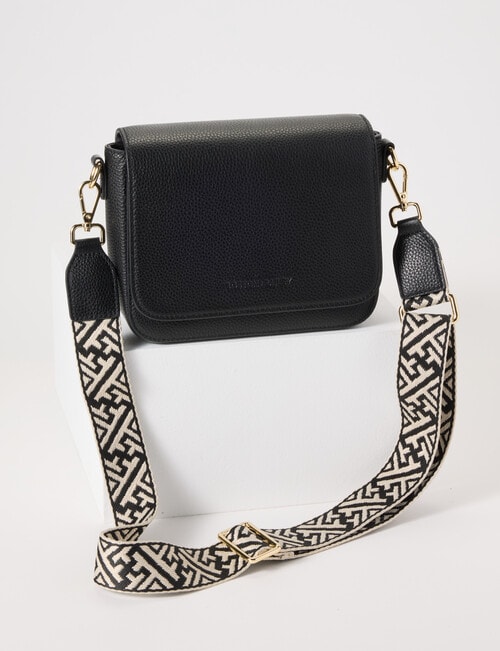 Boston + Bailey Leather Flap Crossbody Bag, Black product photo