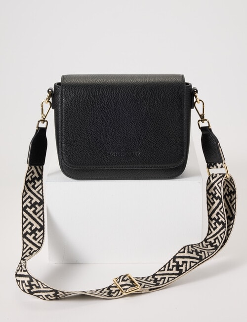 Boston + Bailey Leather Flap Crossbody Bag, Black product photo View 02 L