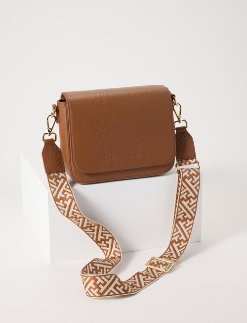 Boston + Bailey Leather Flap Crossbody Bag, Natural product photo