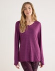Superfit Limitless Long Sleeve V-Neck Tee, Berry product photo