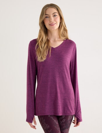 Superfit Limitless Long Sleeve V-Neck Tee, Berry product photo
