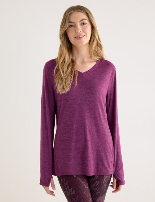 Superfit Limitless Long Sleeve V-Neck Tee, Berry product photo