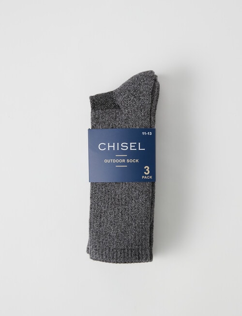 Chisel Oudoor Crew Sock, 3-Pack, Black & Grey product photo View 02 L