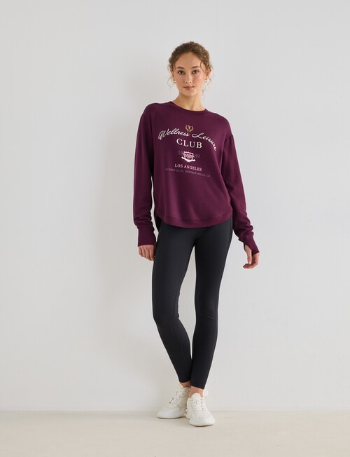 Superfit Wellness Print Scoop Hem Sweatshirt, Cherry Lacquer product photo View 03 L