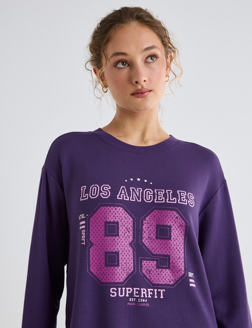Superfit Scoop Hem Sweatshirt, Violet & Berry product photo View 04 L