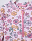 Teeny Weeny Swim Long Sleeve Rash Suit, Pink Frost Floral product photo View 03 S