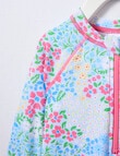 Teeny Weeny Swim Long Sleeve Rash Suit, Blue Floral product photo View 02 S
