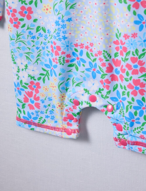 Teeny Weeny Swim Long Sleeve Rash Suit, Blue Floral product photo View 03 L