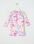 Teeny Weeny Dino Long Sleeve Rash Suit, Pink product photo