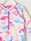 Teeny Weeny Dino Long Sleeve Rash Suit, Pink product photo View 02 S