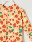 Teeny Weeny Strawberry Long Sleeve Rash Suit, Peach Jelly product photo View 02 S