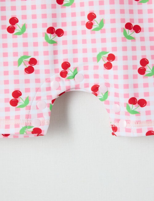 Teeny Weeny Cherry Long Sleeve Rash Suit, Pink product photo View 03 L
