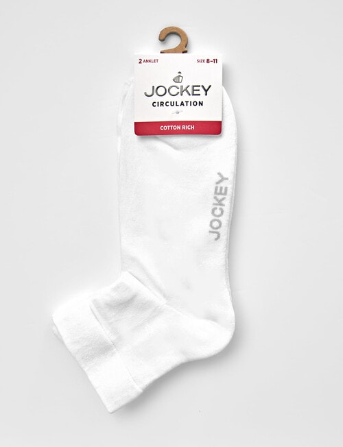 Jockey Woman Fine Circulation Anklet Socks, 2-Pack, White, 3-11 product photo View 02 L