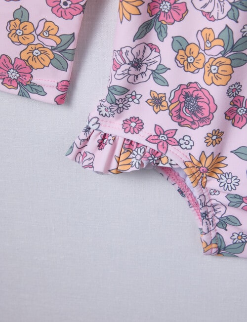 Teeny Weeny Swim Long Sleeve Swimsuit, Pink Frost Floral product photo View 03 L