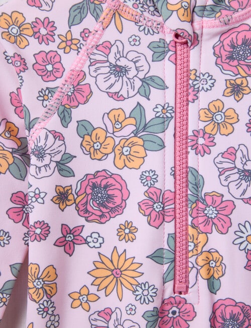Teeny Weeny Swim Long Sleeve Swimsuit, Pink Frost Floral product photo View 04 L