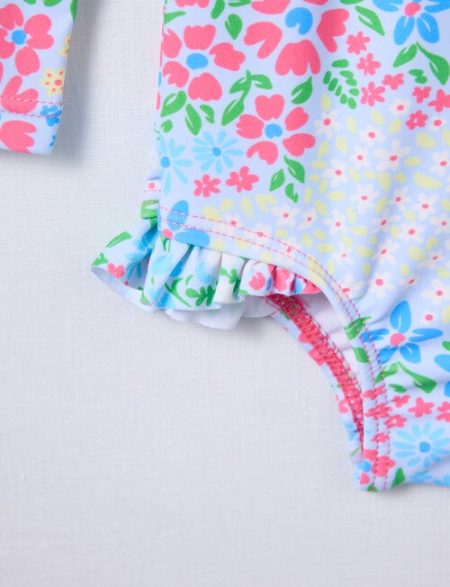 Teeny Weeny Swim Long Sleeve Swimsuit, Blue Floral product photo View 03 L