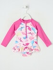 Teeny Weeny Dino Long Sleeve Swimsuit, Pink product photo