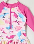 Teeny Weeny Dino Long Sleeve Swimsuit, Pink product photo View 03 S