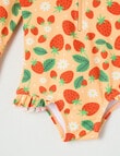 Teeny Weeny Strawberry Long Sleeve Swimsuit, Peach Jelly product photo View 03 S