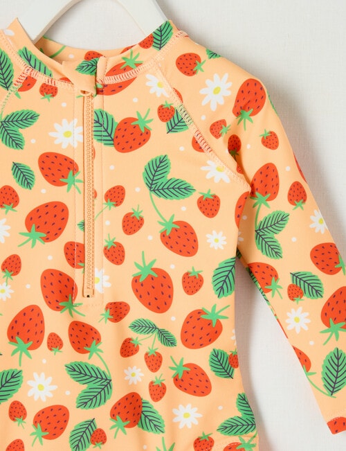 Teeny Weeny Strawberry Long Sleeve Swimsuit, Peach Jelly product photo View 04 L