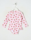 Teeny Weeny Cherry Long Sleeve Swimsuit, Pink product photo