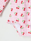 Teeny Weeny Cherry Long Sleeve Swimsuit, Pink product photo View 03 S