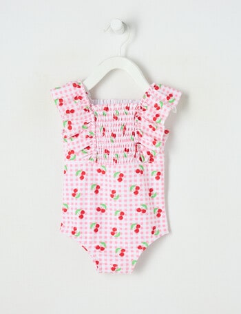 Teeny Weeny Strawberry Sleeveless Swimsuit, Peach Jelly product photo
