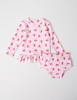 Teeny Weeny Cherry Long Sleeve Swim Set, 2-Piece, Pink product photo