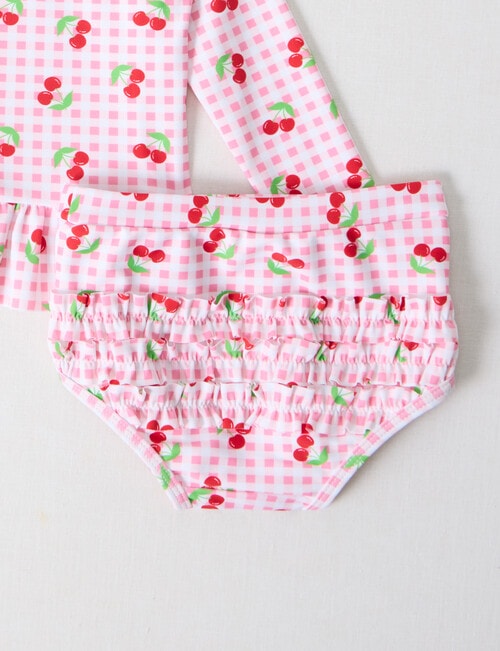 Teeny Weeny Cherry Long Sleeve Swim Set, 2-Piece, Pink product photo View 02 L