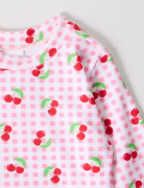 Teeny Weeny Cherry Long Sleeve Swim Set, 2-Piece, Pink product photo View 04 L