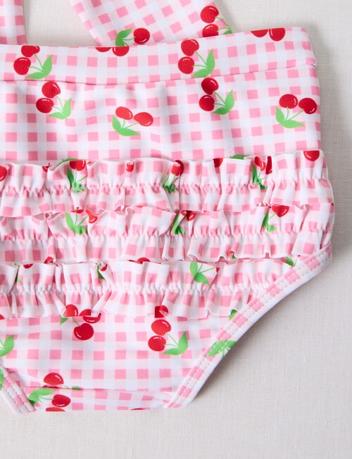 Teeny Weeny Cherry Long Sleeve Swim Set, 2-Piece, Pink product photo View 05 L