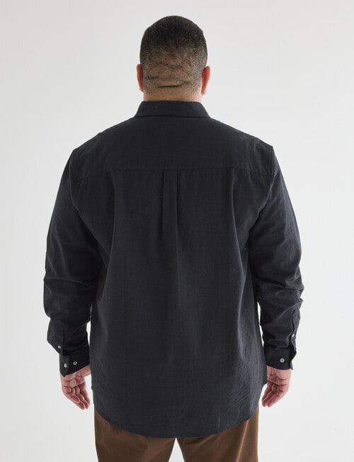 Gasoline King Size Linen Blend Long Sleeve Shirt, Black product photo View 02 L