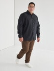 Gasoline King Size Linen Blend Long Sleeve Shirt, Black product photo View 03 S