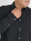 Gasoline King Size Linen Blend Long Sleeve Shirt, Black product photo View 04 S