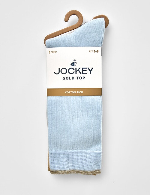 Jockey Woman Gold Top Crew Socks, 3-Pack, Blue, Fawn & Black, 3-8 product photo View 02 L