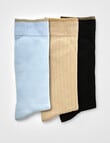 Jockey Woman Gold Top Crew Socks, 3-Pack, Blue, Fawn & Black, 3-8 product photo View 03 S