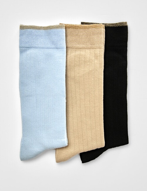 Jockey Woman Gold Top Crew Socks, 3-Pack, Blue, Fawn & Black, 3-8 product photo View 03 L