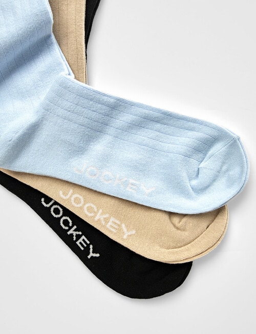 Jockey Woman Gold Top Crew Socks, 3-Pack, Blue, Fawn & Black, 3-8 product photo View 05 L