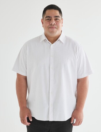 Gasoline King Size Linen Blend Short Sleeve Shirt, White product photo