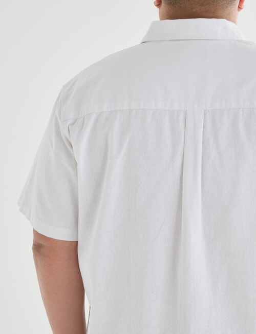Gasoline King Size Linen Blend Short Sleeve Shirt, White product photo View 04 L