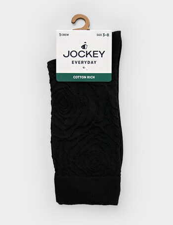 Jockey Woman Premium Fashion Crew Sock, Black Rose Floral, 3-8 product photo