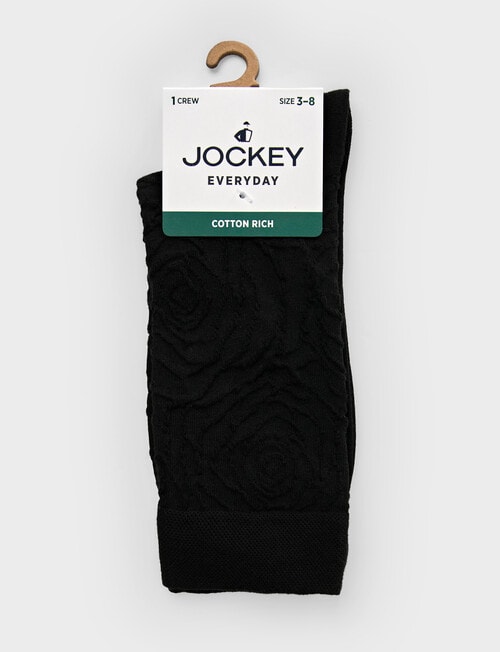 Jockey Woman Premium Fashion Crew Sock, Black Rose Floral, 3-8 product photo