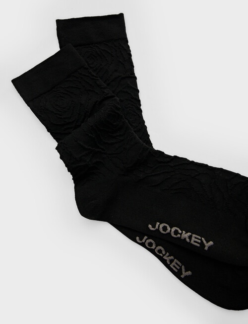 Jockey Woman Premium Fashion Crew Sock, Black Rose Floral, 3-8 product photo View 02 L