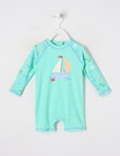 Teeny Weeny Sailboat Long Sleeve Rash Suit, Mint product photo